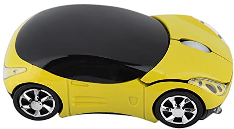 CCYLEZ 2,4G Wireless Mouse,1600DPI Computermaus mit USB Empfänger,Car Shape Portable Gaming Mouse,Optische USB Maus für PC Tablet Game Office(Gelb)