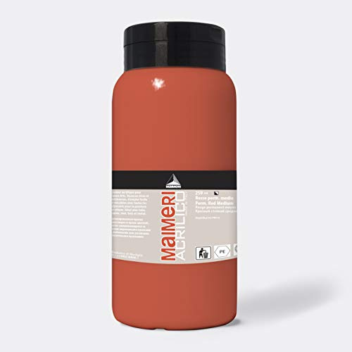 MAIMERI ACRILICO 1000 ml, Feine Künstleracrylfarbe, Farbton Permanentrot mittel