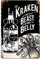 Novelty Vintage Ideal for Pub shed Bar Office Man Cave Home Bedroom Dining Room Kitchen Gift - Kraken Rum, Beast in the Belly - Retro Vintage - Tin signs Metal Poster Gift 200mm x 300mm
