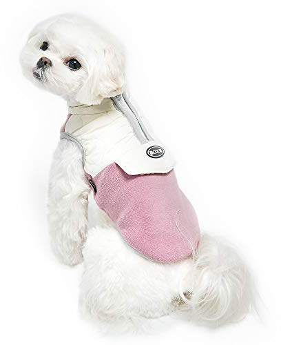 Dociote Hundemantel Winter mit Bauchschutz Winterjacke Wintermantel Fleece gefüttert für kleine Hunde Rosa M
