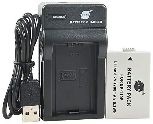 DSTE BP-110 Li-Ionen Batterie und Micro USB Ladegerät Anzug kompatibel mit Canon BP-110F iVIS HF R21 VIXIA HF R20 R21 R200 LEGRIA HF R26 R27 R28 R205 R206 Kamera