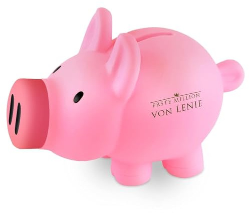 Maverton Sparschwein mit Gravur, für Mädchen, personalisiert, Rosa | Geschenk für Mädchen, Wiederverwendbare Kinderspardose, abdrehbarer Rüssel, klassisches Geburtstagsgeschenk