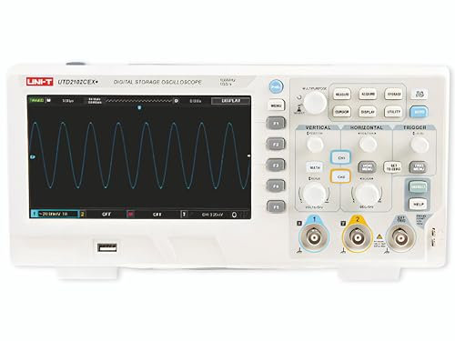 UNI-T Osciloscopios digitales UTD2102CEX+ 100 MHz 2 canales analógicos 1 GSa/s Frecuencia de muestreo en tiempo real 64 kpts 5000 wfm/s