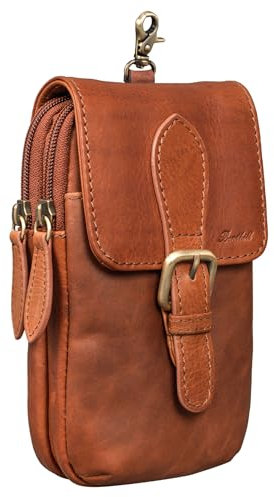 Benthill Gürteltasche aus Echtleder - Hüfttasche aus Rindsleder - Wandertasche für Damen & Herren - Organizer/Partytasche, Farbe:Braun