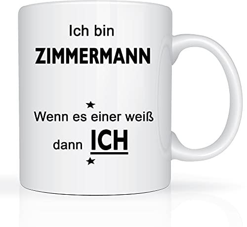 Print-Klex Berufstasse mit Zimmermann Motiv Bedruckt Zimmermann Tasse für Beruf Geschenk Kaffeebecher Geschenktasse Teetasse Arbeitstasse Arbeitsbecher mit Druck 330ml Beruf Tasse