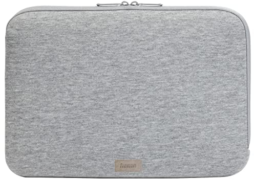 Hama Laptoptasche für Notebooks bis 14,1 Zoll 36cm (Laptop Tasche dünn, 14 1'', Laptop Hülle Sleeve, gepolstert, aus Jersey zum Schutz für PC, Notebook, Asus Acer Thinkpad), hellgrau