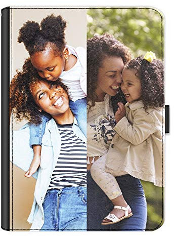 Personalised Case For All Apple iPad Models 10, 9, 8, 7, 6, Air 11, Pro 12.9,13 inch, Mini, 360 Swivel PU Leather Side Flip Folio Cover, Customise with Photo Collage - Two Image