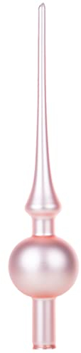 Thüringer Glasdesign Christbaumspitze 28cm | Weihnachtsbaumspitze aus Glas | Spitze Made in Germany (rosa matt | Rose Garden)