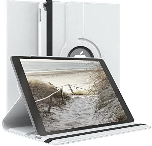 EAZY CASE - Funda para iPad Pro 10,5 Protectora Tablet Smart Cover Soporte Giratorio Estuche Plegable 360° rotativo con función Atril Cuero sintético Blanco