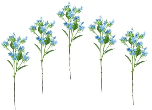 Flair Flower Künstlicher Blütenzweig Zweig Deko Floristik Blüten Kunstpflanze Dekopflanze Pflanze Osterdeko Dekozweig AST Einzelblume Kunstzweig Knospen Hochzeit, Blau, 60x13x10 cm