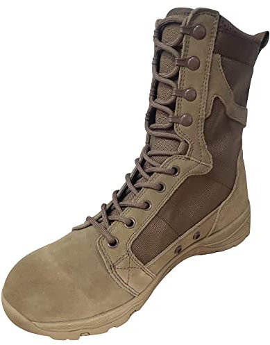 YUHAI Stivali Tattici Militari da Uomo, Stivali da Combattimento Leggeri in Pelle Bovina alla Caviglia, Stivali da Deserto Stivali da Trekking con Lacci Antiscivolo,Brown-40(UK 7)