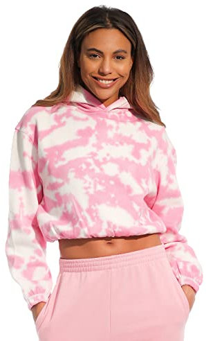 Light & Shade Felpa Corta con Cappuccio da Donna, Rosa Pastello, XL