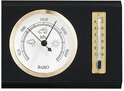 SELVA Barometer, Thermometer, mechanisch, analog, 155 x 115 mm, rechteckig, made in Germany, Farbe:Schwarz