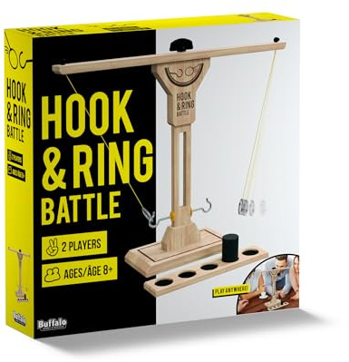 Buffalo Games - Hook & Ring Battle Game – Fast‑Paced Family Party Game | Tabletop Ring Toss for 2 Players Ages 8+ | Head‑to‑Head Dexterity & Skill Game Night Fun