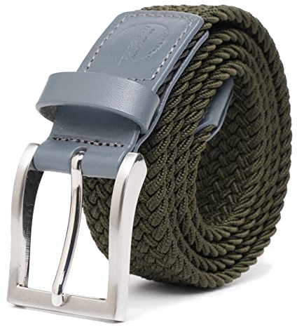 TOUGERJOY Herren Stretch Gürtel, gewebte elastische geflochtene Web Gürtel Casual für Golf Jagd Hosen Jeans,Grün 95 CM Gesamtlänge
