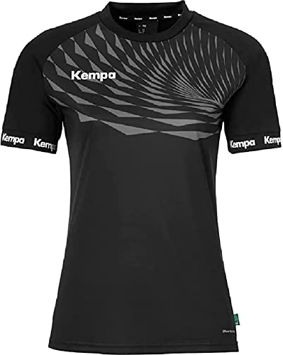 Kempa Damen Kempa Wave 26 Shirt Women Damen Mádchen Sportshirt kurzarm T Shirt Funktionsshirt Handball Gym Fitn, Schwarz/Anthra, XL EU