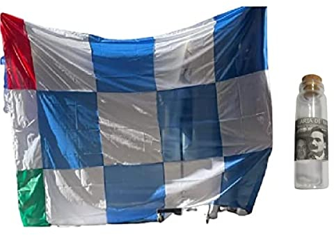 1 Flagge 300 x 220 cm ca. Schachbrett, weiß, hellblau und dreifarbig, 20 ml Flasche, Luftglas von Napoli für Partys