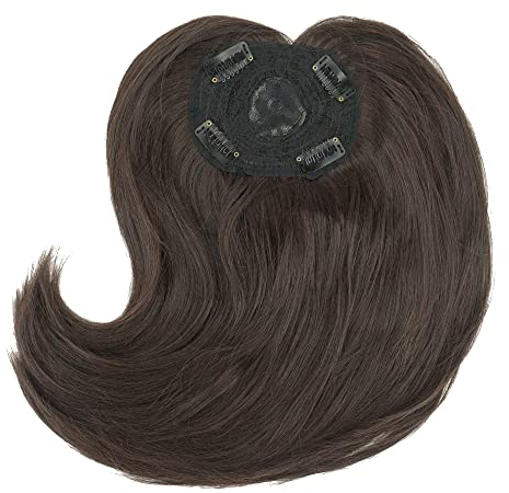IMISSU Langer Clip in Toupetes Haarteil Verlängerung Toupee Topper Wiglet Top Dünnes Haar für leichten Haarausfall Volumen (Schokobraun)