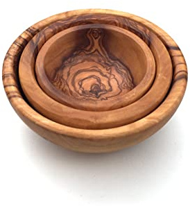 medina mood 3er Set Schalen rund, Schüssel, Schälchen, Holzschale, Dipschale handgefertigt aus Olivenholz