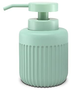 Nadi Collection | Dispensador jabón líquido | Serie Urban | Verde Menta | Resina | 320ml | Redondo | para baño, Cocina, Ducha | 8.5Ø x 13.6cm de Alto (Menta)