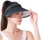 Visiere Casquette Anti UV Casquettes Visières Femme Pare-Soleil Pour Femmes Chapeaux De Visière Femme à Large Bord RéSistants Au Vent Protection UV Chapeau Femme De Pliable RéGlable Pour Plage Noir