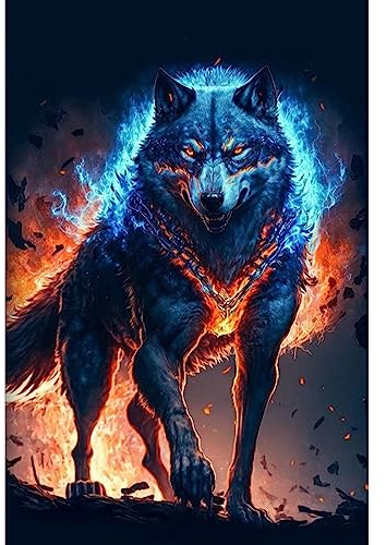 NAIMOER Wolf Diamond Painting Kits für Erwachsene Kinder, 5D Diamant Painting Wolf Bilder Erwachsene, Diamond Painting Tiere Bilder Kinder Malerei Set für Home Dekor 30x40cm
