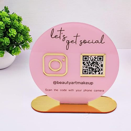 Pahdecor Acryl Anpassen Business Social Media Zeichen Benutzerdefinierte Separate QR Code Schild Venmo Instagram Facebook Plakette Scannen zu zahlen Social Signs Company Website Code Beauty Friseure