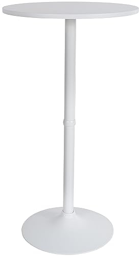 CLP Stehtisch Rund I Tischplatte Ø 60 cm | Stabiles Metallgestell, Farbe:weiß/weiß