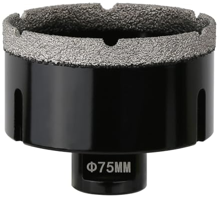 Vearter 75mm Trocken Diamant Kernbohrer, M14 Gewindeanschluss Vakuumgelötete Lochsäge für Mauerwerk, Hohllochschneider für Fliesen, Marmor, Granit, Porzellan, Beton und Quarzstein