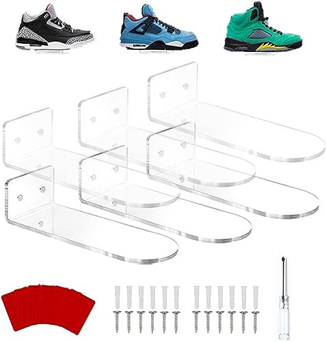 DAAIXC 12pcs Floating Shoe Rack,Acrylic Clear Wall Mounted Shoe Display Shelf,Display Shoe&Sneaker Collectible Mini Shoe Rack For Gaming Room Room Decor For Men
