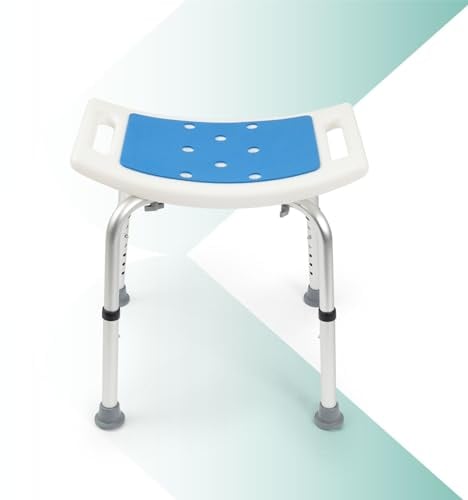KARAT Duschhocker - höhenverstellbarer Duschstuhl 37,5-49,5cm - belastbar bis 136kg - Duschsitz rutschfest & stabil - Badewannenhocker - Anti-Rutsch-Gummifüße Badsitz Badstuhl (ohne Querverstrebungen)