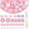 SUNNYCLUE Perline di Silicone Kit per La Creazione di Portachiavi Perline Perline di Fiori In Silicone Silicone Rosa Perline Gomma di Silicone Perline Fiori Pianta Perline di Silicone per La Creazione