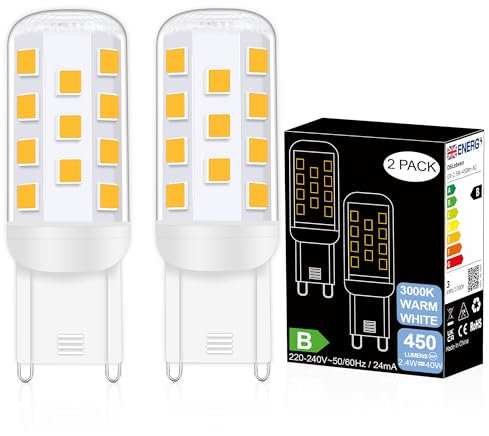 DSLebeen G9 LED Bulbs Warm White: 2.4W 450lm 3000K, Equivalent to 40W 50W Halogen, Non-Dimmable LED Capsule Light Bulb Energy Saving for Home Decorative Lighting Crystal Lamp, 2-Pack