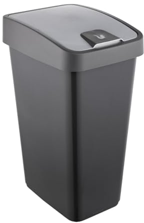 keeeper Premium Abfallbehälter mit Flip-Deckel, Soft Touch, 45 l, 40 x 30 x 61,5 cm, Magne, Grau (Graphit)