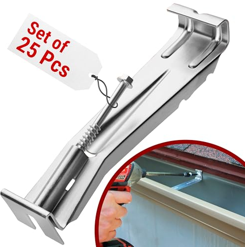 25 Pack of 5 Inch Gutter Hangers, Light Hangers for Gutters with Pre-Assembled Screw