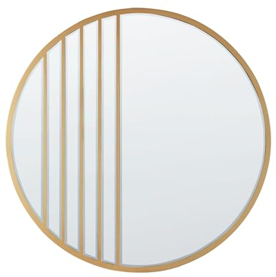Beliani Wandspiegel Gold rund ⌀ 80 cm mit schmalem Rahmen Dekospiegel modern Coust