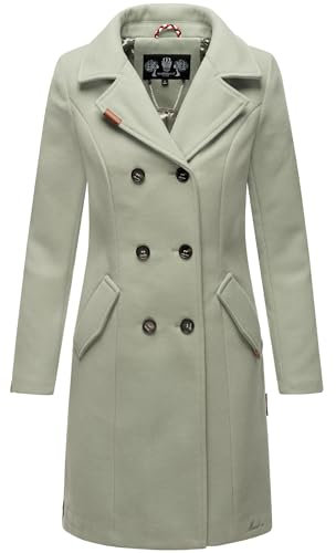 MARIKOO Damen Mantel in Wollmantel-Optik Langer Trenchcoat mit Reversekragen Nanakoo Smokey Mint Gr. XXL