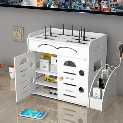 Onxyrbyte Regal Wand WLAN Router Box,Router Aufbewahrungsbox,Regal Wand WLAN Router Box,WiFi-Rack Wanddekoration,Nicht Leicht Herunterzufallen,FüR Kabelboxen/Router/Fernbedienung/DVD-Player