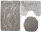 Ilkadim Export 3-teiliges Badset WC Delphin Muster einfarbig, Badteppich 55x85cm, WC-Vorleger mit Ausschnitt für Stand-WC (Grau)