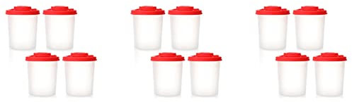 PAMENET Lot de 12 salières et poivrières avec couvercles rouges et couvercles en plastique hermétiques