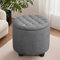 Hocker mit Stauraum aus Leinen, runder Sitzhocker mit Stauraum, Ottomane mit Deckel, ideal als Gray Hocker Schminktisch, Fußhocker, schminkhocker, Pouf Hocker für Schlafzimmer, Wohnzimmer Runder