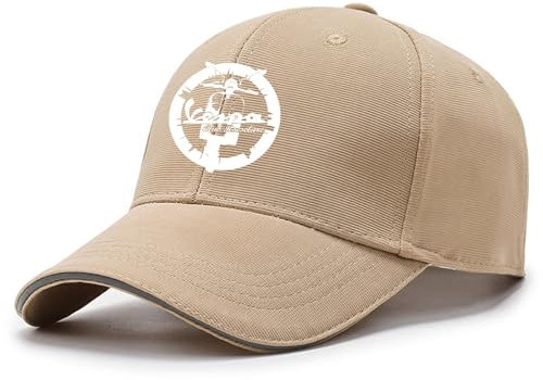 QUIFUN Kappe Herren V.e.s.p.a, Freizeit Retro Unisex Einstellbare Baseball Hut, Sonnenschutz Trucker Cap für Männer Frauen, Krempe(Khaki)