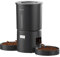 Miaosical Automatic Dual Cats Feeder for 2 Cats,Flexible Schedule Timer,6 Meals/Day,1-12 Portions/Meal,Dual Power Auto Pet Feeder Dry Food Dispenser,10S Voice Record (Black, 4.2L+Basic Dual Bowls)