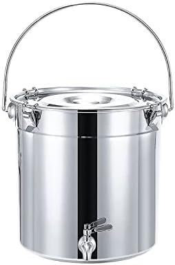 VUIKLCty Stainless steel milk jug soup tureen Stainless steel soup tureen/sealed tureen/transport tureen Wine tureen with tap 5L