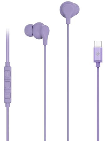 Celly, Cuffie Auricolari In Ear con Filo USB-C, Con Tasto di Risposta, Controllo del Volume, Microfono Integrato, Colore Viola