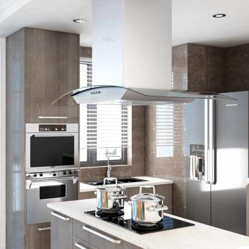Emmtore Campana Extractora de Techo 90cm Acero Inoxidable 756m³/h LED Cocina