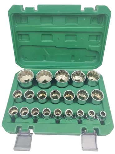 Victoam Jeu de 21 douilles multidents 1/2 SW 8-36 mm 12 pans 12 pans, jeu de douilles