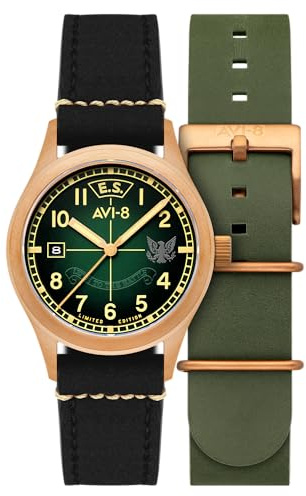 AVI-8 Herren-Armbanduhr Flyboy Eagle Squadron Automatik Bronze 85th Limited Edition 39 mm AV-4145