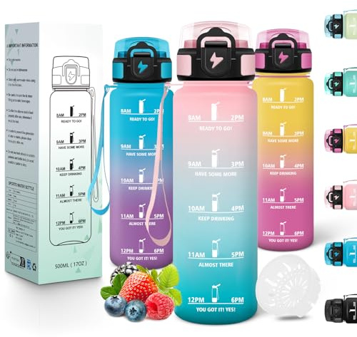 Motswedi Botella agua Niños, 500 ml Reutilizable, Cantimplora Infantil, a Prueba de Fugas, Botellas de agua para Niños, Sin BPA, Cantimplora para Escuela, Gym, Yoga, Oficina, Rosa Verde