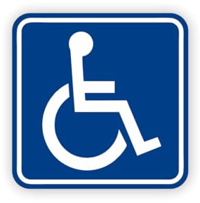 Sticker panneau HANDICAP PMR chaise roulante toilettes parking bleu autocollant